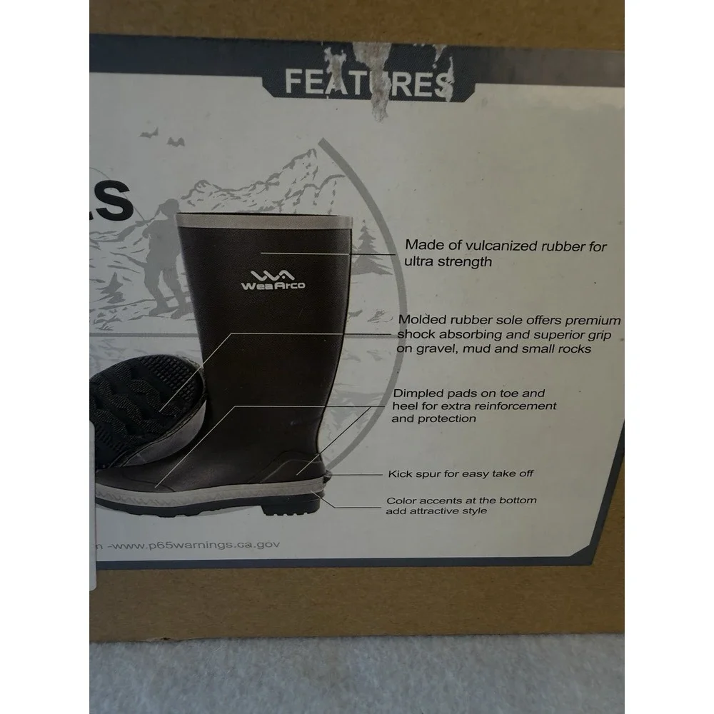 WeaArco Wading Boots Size 12 Brown Waterproof Rubber Fishing Hunting Outdoor New